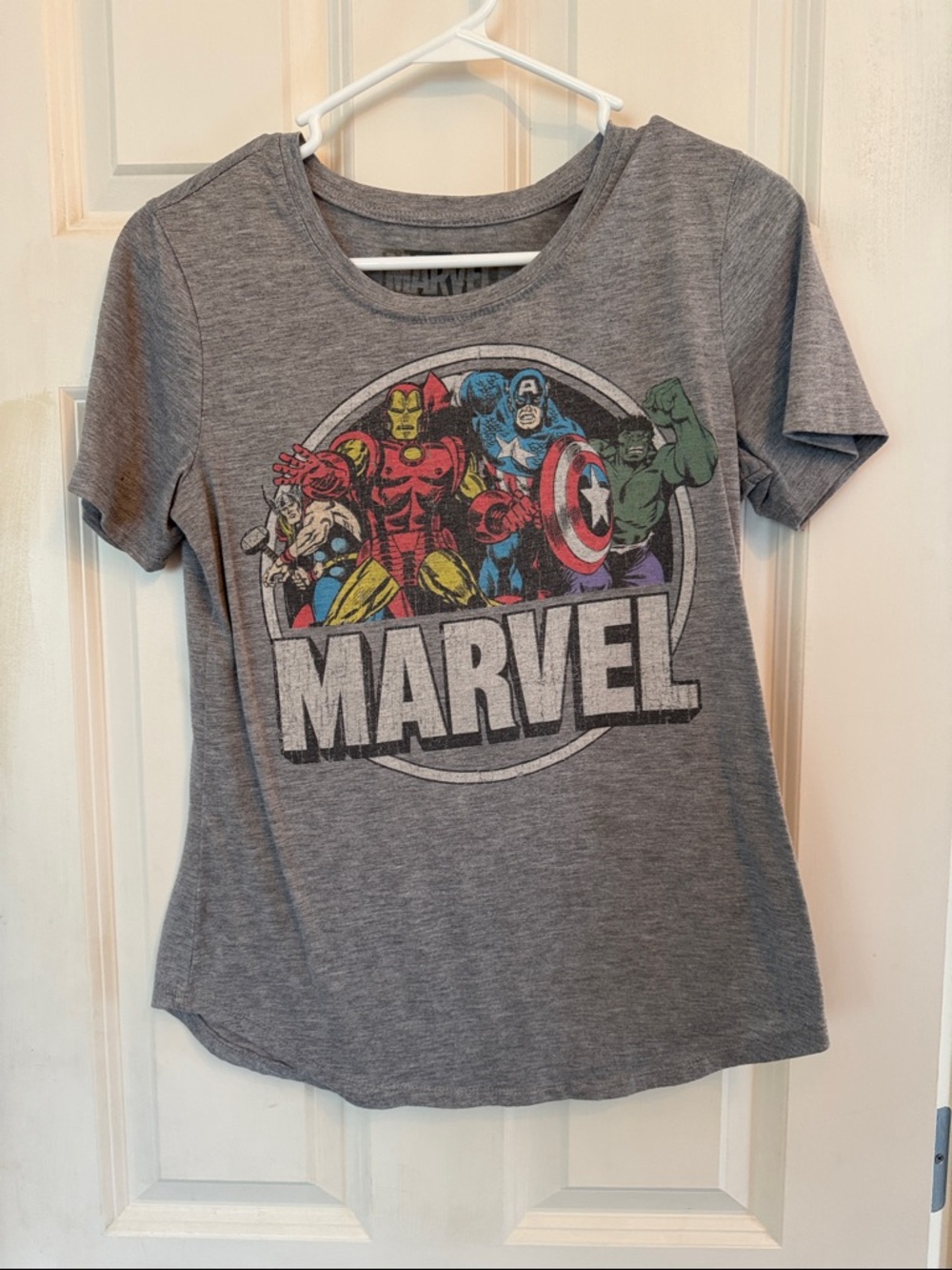 Marvel Gray Short-Sleeve Superhero Graphic Tee